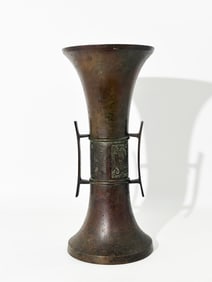 Japanese Bronze Ikebana Flower Arranging Gu Vase