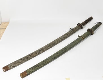 2 Japanese Military Katana Swords & Sheaths