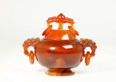 Good Chinese Carnelian Agate Small Incense Burner