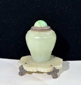 Lebkuecher Sterling Jade & Jadeite Inkwell Ca 1892