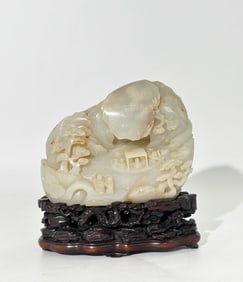 Fine Chinese 19th C Jade; Viewing the Red Cliffs