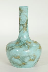 Chinese Marbleized Turquoise Glaze Porcelain Vase