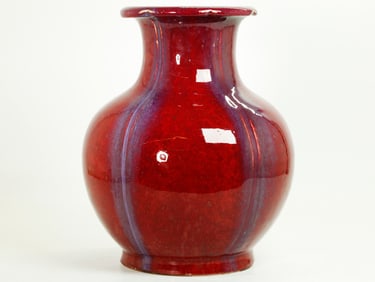 Chinese Qing Red Porcelain Vase 5 Parts Flambe