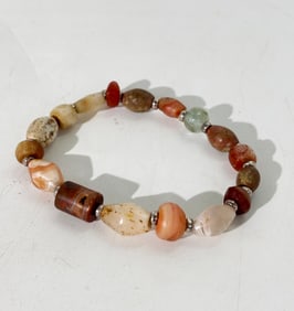 Ancient Chinese 16 Agate Beads 1 Tourmaline