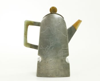 Rare Chinese 19 C Yixing Zisha Pewter Guqin Teapot