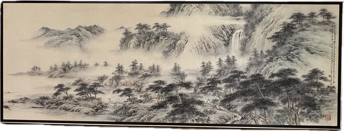 Hu Nien-Tsu; Ink Paper Scholars Fisherman Mist