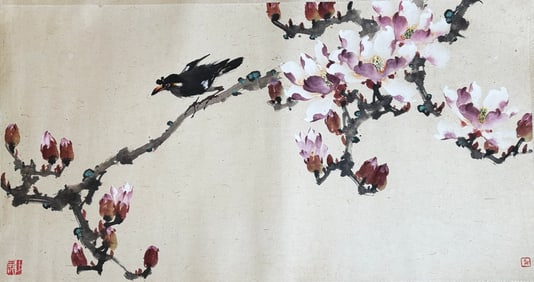 Zhao Shao'ang; Ink Color Painting Bird & Magnolia