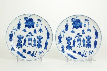 Fine Pr Chinese Guangxu Blue & White Plates