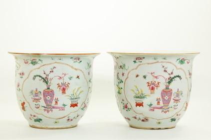 Mirror Pr Chinese Qing Enameled Porcelain Planters
