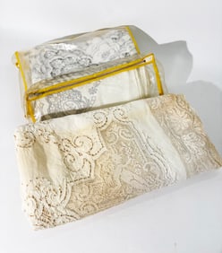 Group Estate Linens: Lace Tablecloth & Embroidery