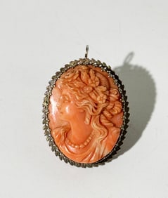 Italian Pink Coral Neo-Classical Lady Circa 1900