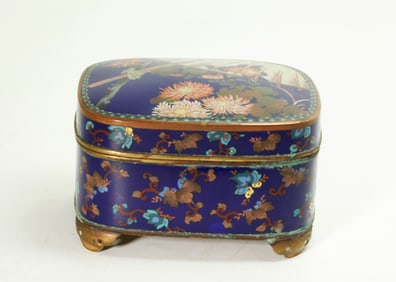 Japanese Silver Wire Cloisonne Bronze Hinged Box
