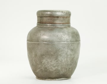 Chinese Vintage Pewter Tea Jar with 2 Covers
