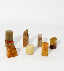 7 Chinese Vintage Shoushan Soapstone Seals