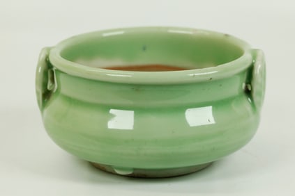 Chinese 19th C Pale Celadon 2 Handled Censer