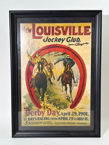 Louisville Jockey Club Poster 3 Jockeys Autographs
