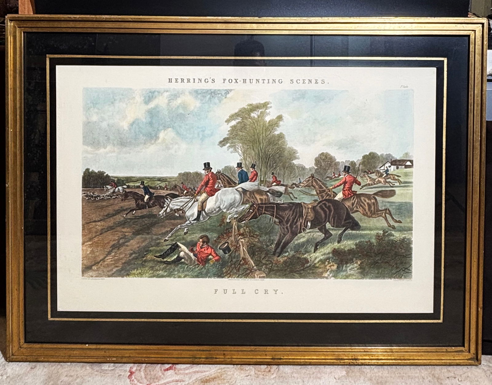 Herring's Fox-Hunting Scenes; Color Litho Full Cry: After John Frederick Herring (1795-1865); from his Fox-Hunting Scenes; the Lithograph created posthumously by J Harris, published by R Dodson, this print probably a later printing from the original 18