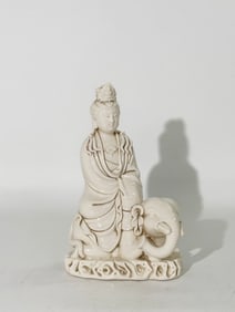 Chinese Blanc De Chine Porcelain Guanyin/Elephant