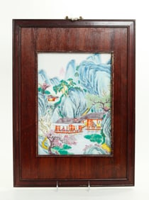 Chinese Enameled Porcelain Landscape Plaque