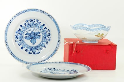 Chinese Egg Shell Porcelain Bowl Pr Delft Plates