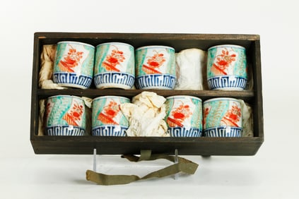 8 Japanese 19th C Arita Porcelain Sake Cups