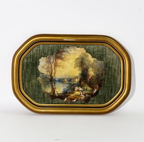 European 19th C Papier Mache & Lacquer Painted Fan