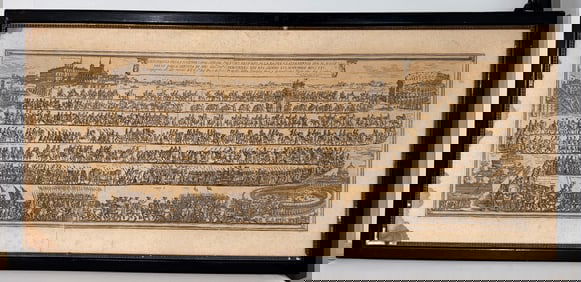 Roman 1721 Two Page Etching; Vatican Parade