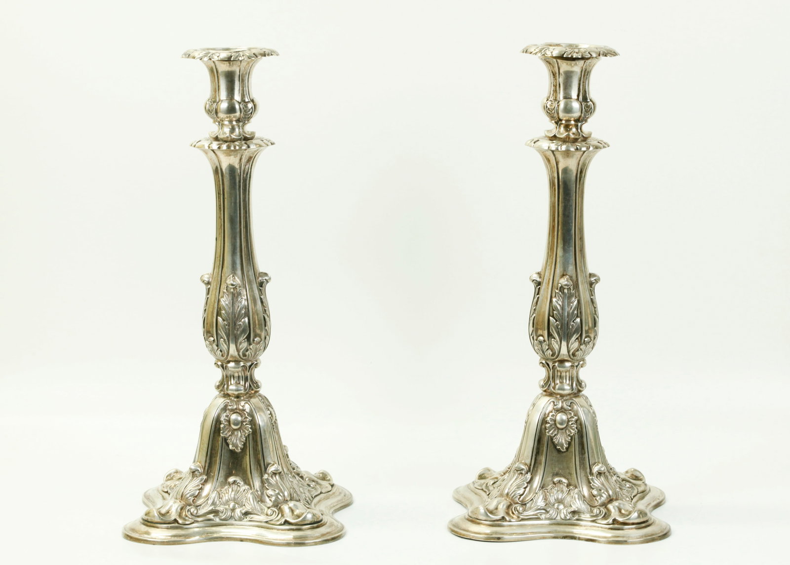 German Judaica 19 C Silver Shabbat Candlesticks (1 of 6)