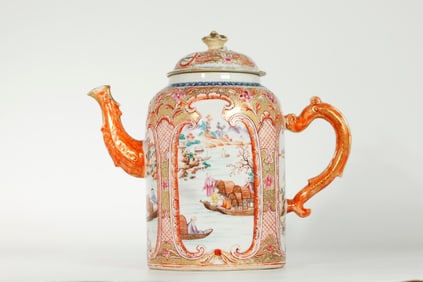 Lg Chinese 18th C Export Porcelain Punch Pot