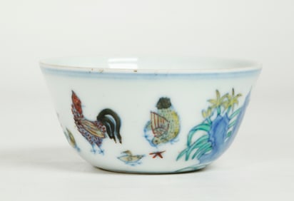 Chinese Doucai Porcelain Chicken Cup