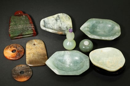 10 Chinese Jade & Hard Stone Carvings