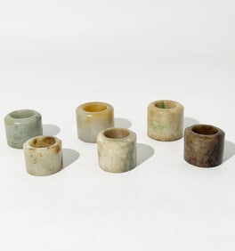 6 Chinese Qing Archer's Rings: 3 Jade 3 Jadeite