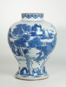 Chinese Blue & White Porcelain Baluster Jar