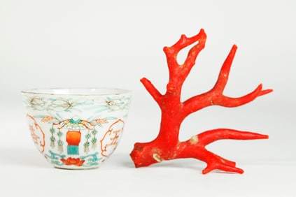 Chinese 19th C Lantern Porcelain Cup; Branch