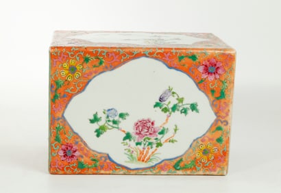Chinese 4 Sided Enameled Porcelain Pillow