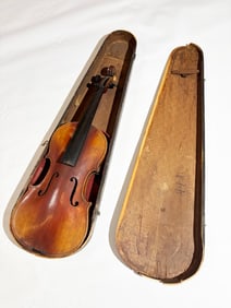German 19th Century Violin Body & Wood Case