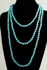 Chinese Turquoise Knotted Bead Rope