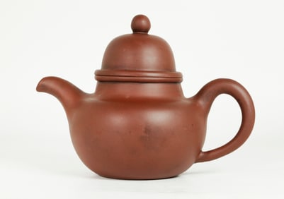 Lg Chinese Yixing Zisha Dark Clay Teapot