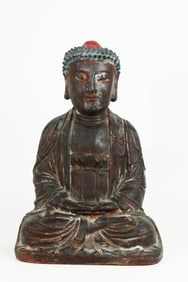 Molded Composition Lacquered Meditating Buddha