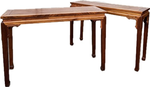 Pair Chinese Huanghuali Waisted Altar Tables