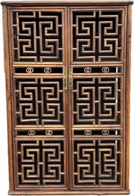 Chinese Double Door Cabinet with Trellis Designs