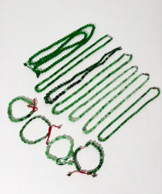 Chinese Jadeite Beads: 6 Necklaces 4 Bracelets