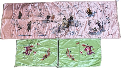 Three Vintage Chinese Silk Embroidery Panels