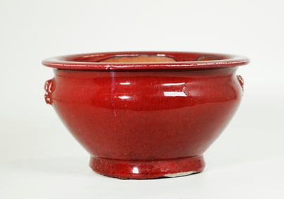 Lg Chinese 19th C Underglaze Red Porcelain Censer