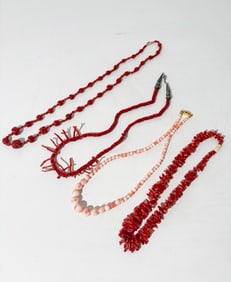 3 Dark Coral Necklaces; 1 Pink to Angel Skin
