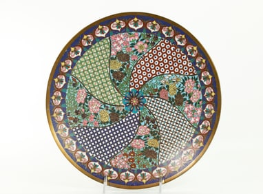 Japanese Bronze Shippo Cloisonne Pin Wheel Plate