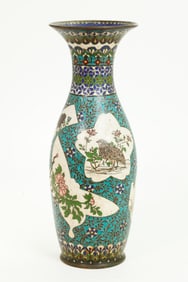Japanese Copper 19th C Shippo Cloisonne Vase