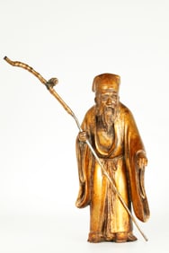 Japanese Gilt Bronze Okimono of Immortal