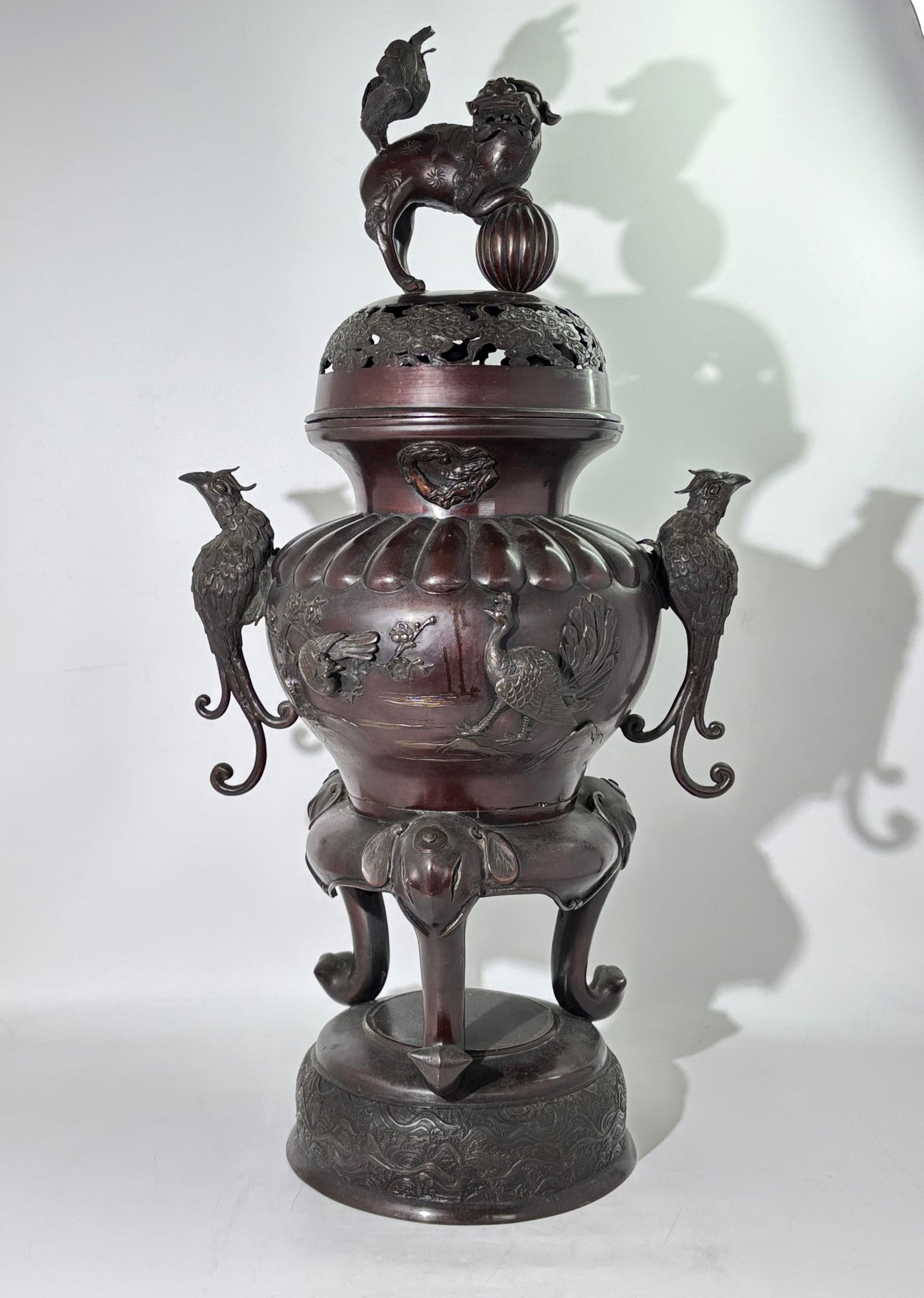 XL Japanese Meiji Bronze Urn Shaped Censer (1 of 10)