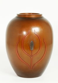 Japanese Meiji Period Wheat Stem Bronze Vase